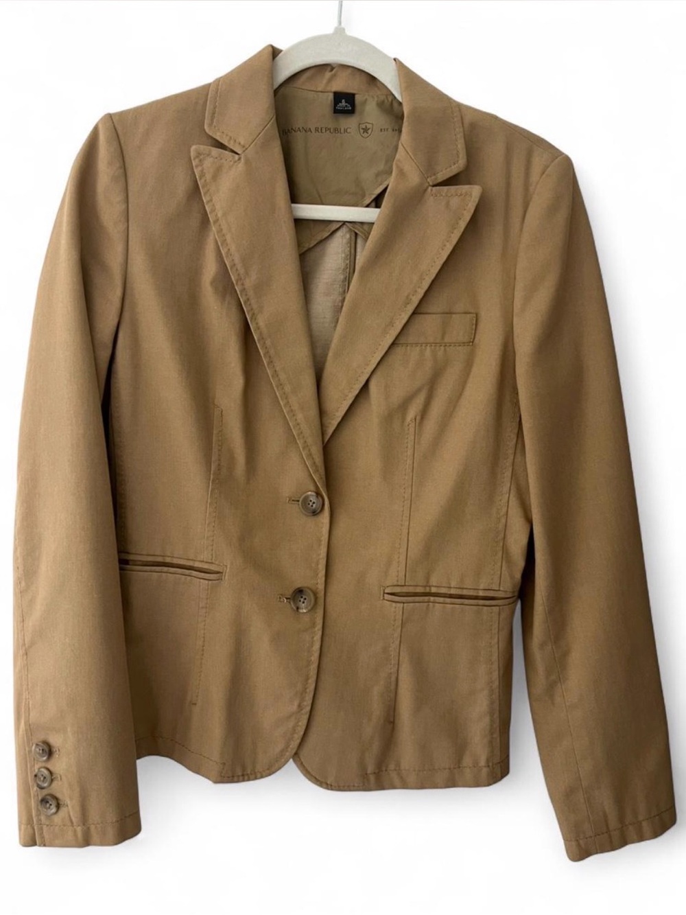 Banana Republic Vintage 2006 Tan Khaki Cotton Blazer Jacket Women's Size 6